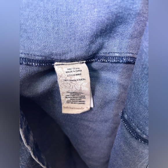 Soft Surroundings Chambray Denim Look Acid Wash Tencel Maxi Shirt Dress L Tall - Picture 11 of 12